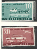 Wurttemberg, Zona Franceza 1949 Mi 49/50 MNH - 100 de ani de timbre, Nestampilat