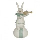 Figurina Iepuras Paste Boy din polirasina alb verde 8 cm x 7 cm x 17 h