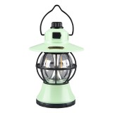 Lamp&Auml; camping retro portabil&Auml;, felinar vintage led, 1200mah, re&Atilde;&reg;nc&Auml;rcabil&Auml; usb, 3 moduri de iluminare, intensitate reglabil&Auml;, 5w, abs, mint, 20