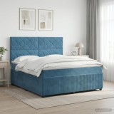 Cumpara ieftin Pat boxspring cu saltea albastru 160 x 200 cm Catifea