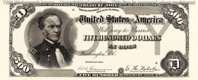 500 dolari 1891 Reproducere Bancnota USD , Dimensiune reala 1:1 foto