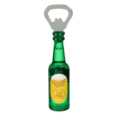 Desfacator Sticle, Magnet, Forma Sticla Bere, Metal ?i Plastic, Culoare Galben sau Verde, Lungime 13.5cm foto