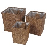 Cumpara ieftin Set 3 ghivece flori fibre naturale maro IIII 25 x 25 x 30 cm, 31 x 31 x 37 cm, 37 x 37 x 42 cm