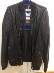 pull &amp; bear jacheta geaca barbati imitatie piele din viscoza poliuretan poliester bumbac marime L