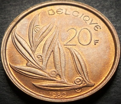 Moneda 20 FRANCI - BELGIA, anul 1980 * cod 4941 - luciu batere foto