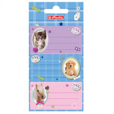 Etichete scolare, Herlitz, pretty pets pisica/caine/cal, set 3x3 coli foto