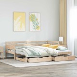 VidaXL Pat de zi cu extensie și sertare fără saltea, 80x200 cm