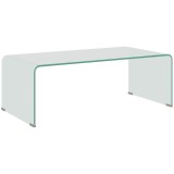 HOMCOM Măsuța de Cafea Monobloc Modernă pentru Living cu Picioare Antiderapante, Măsuță de Cafea din Sticlă Securizată, 100x50x35 cm, Transparentă
