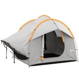 Outsunny Cort Auto Impermeabil cu 3 Uși și Geam din Plasă, Cort Exterior din Fibră de Sticlă, 2.4x2.1x2.1 m, Gri | Aosom Romania
