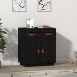 Servantă, negru, 65,5x40x75 cm, lemn masiv de pin, vidaXL