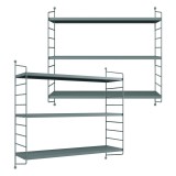Set 2 buc raft perete Str&auml;ngn&auml;s 50x60x15cm otel gri albastrui [en.casa] HausGarden Leisure