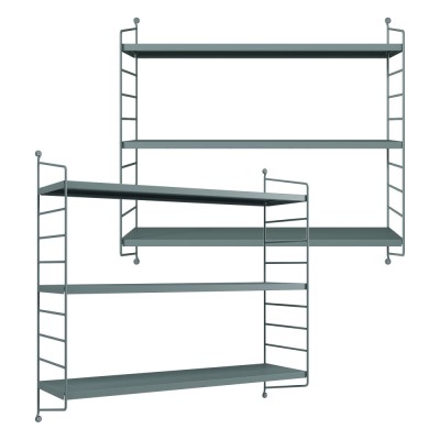 Set 2 buc raft perete Str&amp;auml;ngn&amp;auml;s 50x60x15cm otel gri albastrui [en.casa] HausGarden Leisure foto