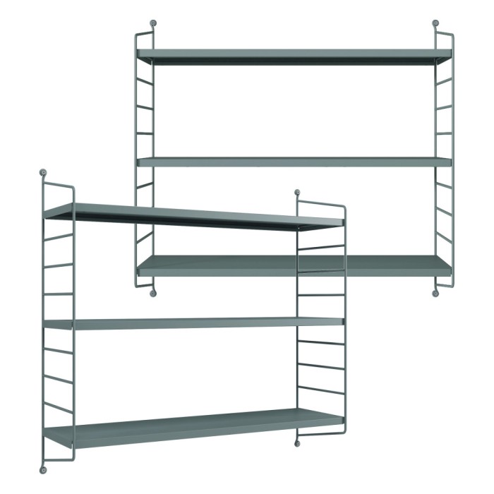 Set 2 buc raft perete Str&auml;ngn&auml;s 50x60x15cm otel gri albastrui [en.casa] HausGarden Leisure