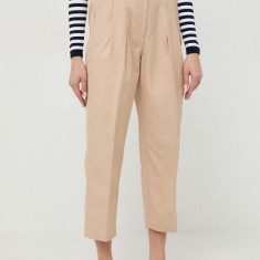 MICHAEL Michael Kors pantaloni femei, culoarea bej, fason tigareta, high waist