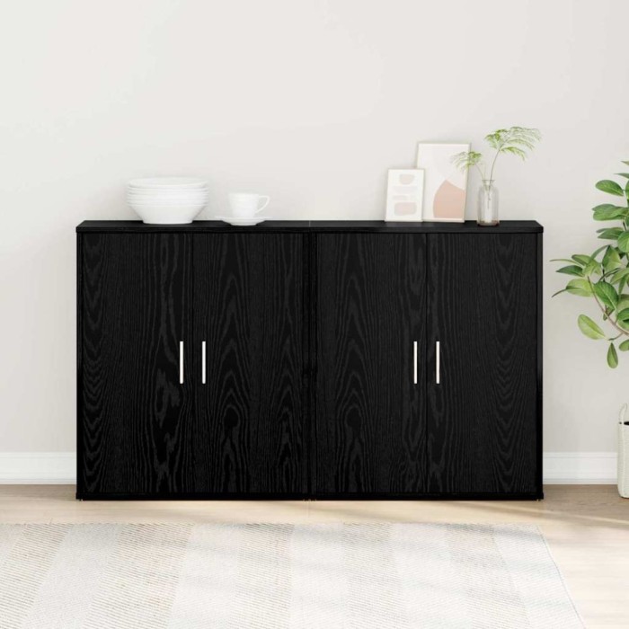Bufet 2 pcs Stejar negru 60 x 31 x 70 cm Lemn compozit