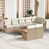 VidaXL Set de canapele pentru grădină 9 pcs Bej, crem 55 x 55 x 37 cm