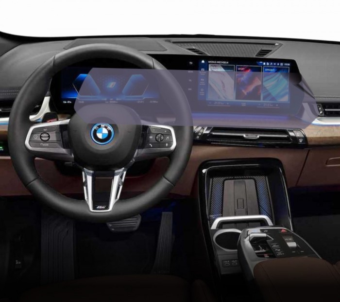 Folie Protectie Navigatie BMW iX1 2022+, Duragon, protectie Display Navigatie, silicon Transparent, Anti-zgarieturi, kit instalare