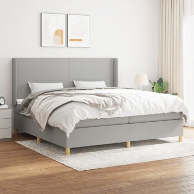 vidaXL Pat box spring cu saltea, gri deschis, 200x200 cm, textil 3131857 foto