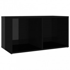 Comodă TV, negru extralucios, 72x35x36,5 cm, PAL