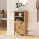 Dulap auxiliar din bambus Rirg 92x50x25 cm, natur, cu 2 usi