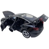 Macheta Tesla Model 3 neagra deschide 4 usi, portbagaj si capota, lumini si sunete