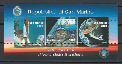 San Marino 1998 Mi 1781/83 bl 24 - Steagul San Marino &amp;icirc;n spatiu foto