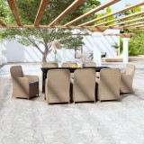 VidaXL Set mobilier de grădină cu perne, 9 piese, maro