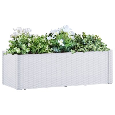 vidaXL Strat &amp;icirc;nălțat grădină cu sistem auto-udare, alb, 100x43x33 cm foto