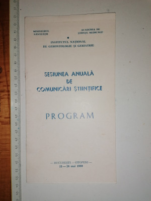 PLIANT 1989-SESIUNE ANUALA DE COMUNICARI INSTITUTUL DE GERIATRIE SI SERONTOLOGIE foto