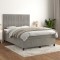 vidaXL Pat box spring cu saltea, gri deschis, 140x200 cm, catifea 3143145
