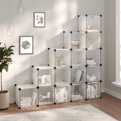 Organizator cub de depozitare cu uși, 15 cuburi, transparent PP foto