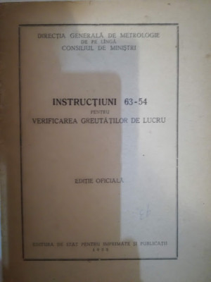 Metrologie, Instrucțiuni verificarea greutăților de lucru, 1955, ediție oficială foto