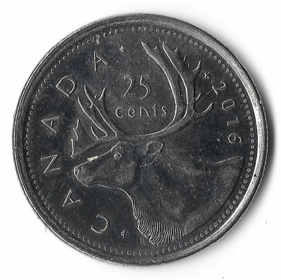 Canada 25 cents 2016 foto