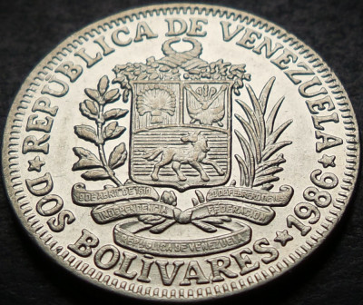 Moneda 2 (DOS) BOLIVARES - VENEZUELA, anul 1986 * cod 4553 foto
