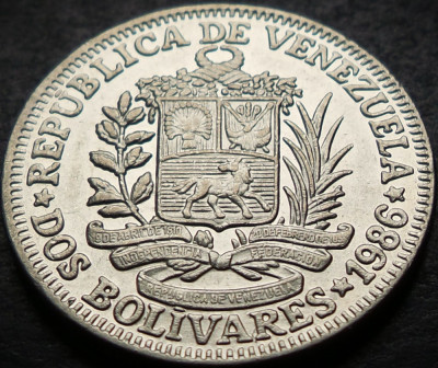 Moneda 2 (DOS) BOLIVARES - VENEZUELA, anul 1986 * cod 4553 foto