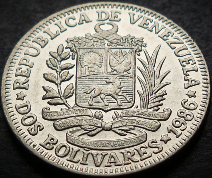Moneda 2 (DOS) BOLIVARES - VENEZUELA, anul 1986 * cod 4553