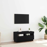 Dulap TV cu lumini LED Negru Stejar 80x35x40 cm Lemn prelucrat