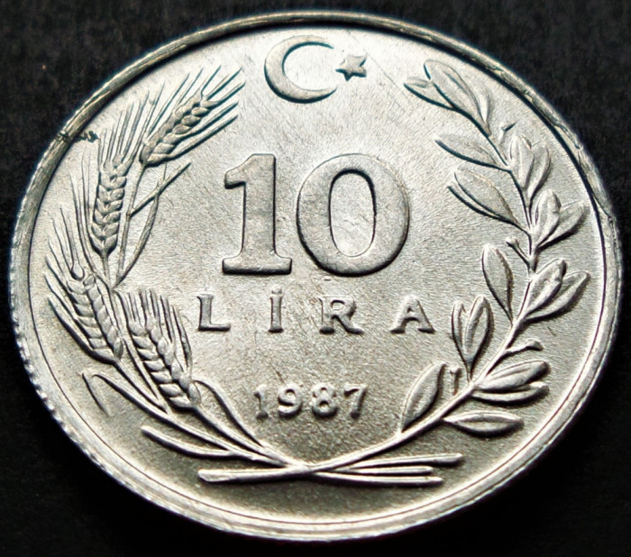 Moneda 10 LIRE - TURCIA, anul 1987 * cod 2577 = UNC