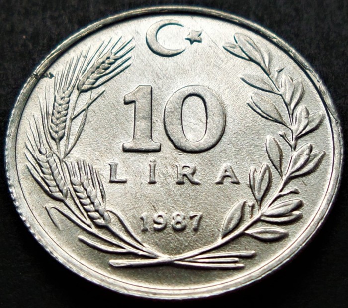 Moneda 10 LIRE - TURCIA, anul 1987 * cod 2577 = UNC