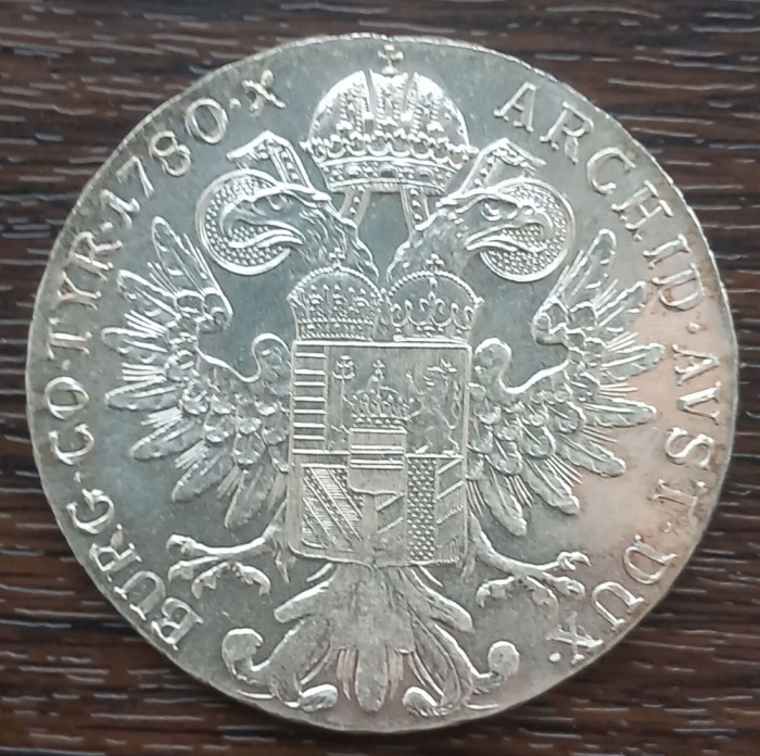 (S) MONEDA DIN ARGINT AUSTRIA - 1 THALER 1780 SF, MARIA THERESIA, REBATERE