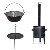 Cumpara ieftin Soba Ceaun Emailat 30L, Disc Fonta 50cm, Burlan, Cot, Weekend - Gateste in Gradina!