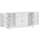 HOMCOM Bufet bucătărie, mobilier de depozitare cu sertar, 4 uși cu &icirc;nchidere silențioasă, rack-uri pe ușă și rafturi reglabile, alb | Aosom Romania