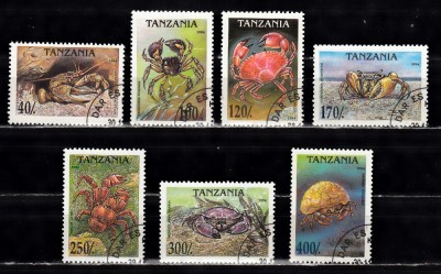 A12 S6 4 - Timbre foart vechi - Tanzania - specii de crab foto