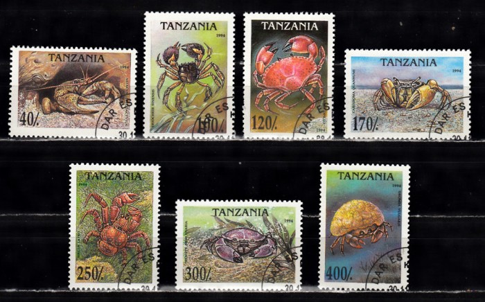 A12 S6 4 - Timbre foart vechi - Tanzania - specii de crab