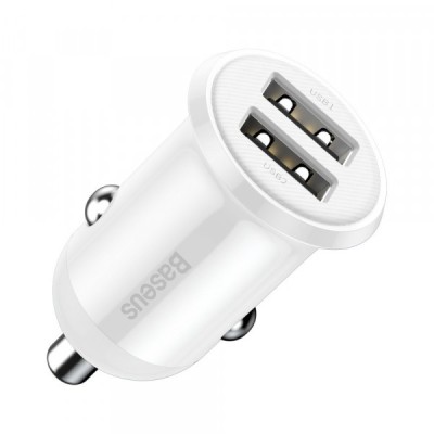 Incarcator Auto Baseus Grain Pro, 24W, 2.4A, 2 x USB-A, Alb CCALLP-02 foto