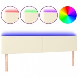Cumpara ieftin Tablie de pat cu LED, crem, 180x5x78/88 cm, piele ecologica