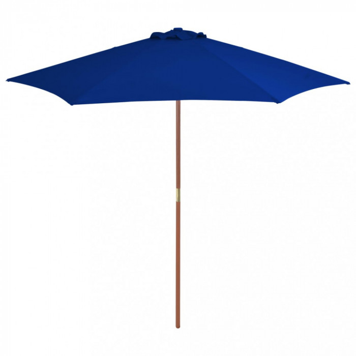 vidaXL Umbrelă de soare exterior cu st&acirc;lp din lemn, albastru, 270 cm