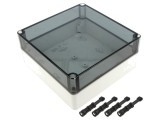 Carcasă universală din policarbonat, IP66, transparentă, 180x182x84 mm