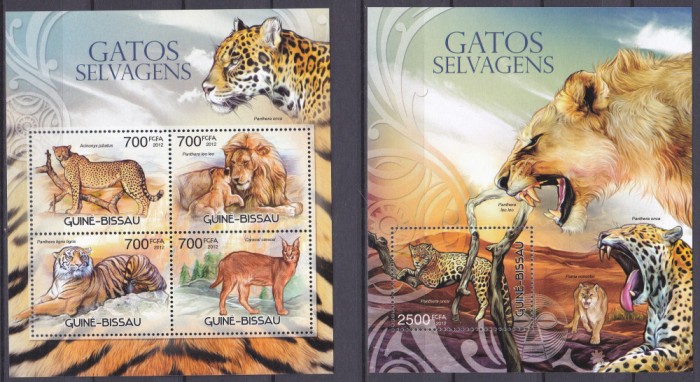 DB1 Fauna Guinea Feline Mari Lei Pantere Tigri MS + SS MNH