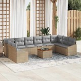 Cumpara ieftin Set de canapele pentru gradina 11 buc. Beige si gri deschis